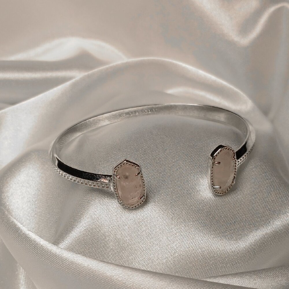 Kendra Scott Silver Elton Cuff Bracelet with Rose Quartz
